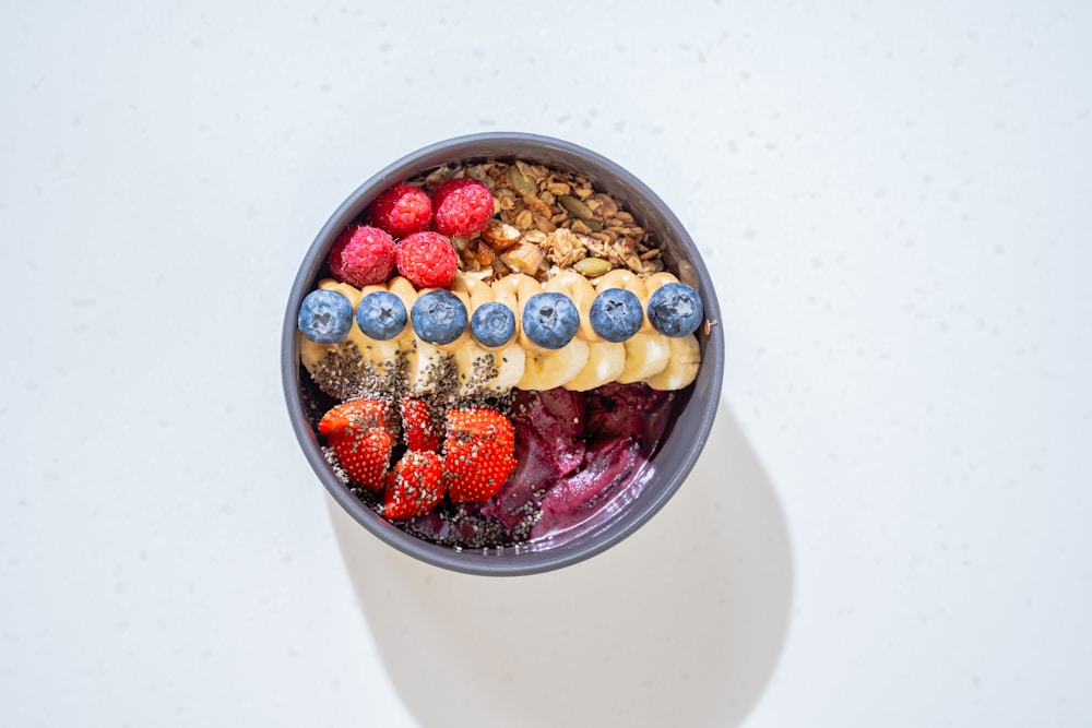 Bowl of plain yogurt with fruit to break a fast without a glucose spike