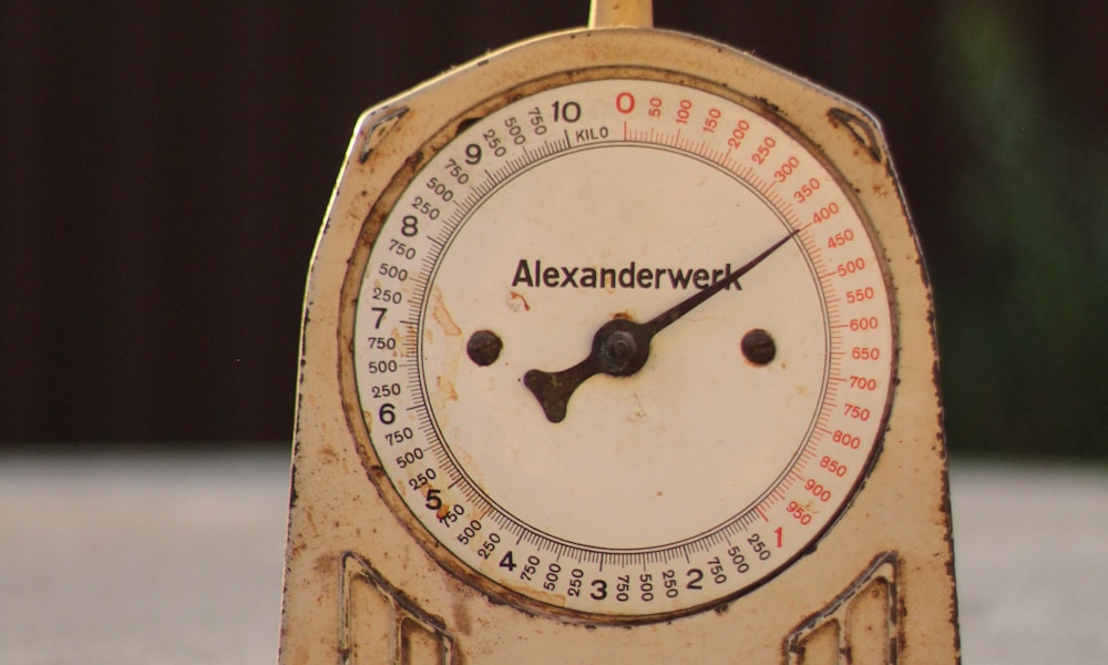 Kitchen scale used to weigh foods and calculate macros